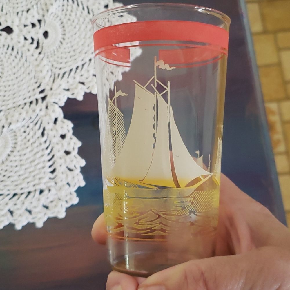 Set of 3 Vintage Sailboat Glasses